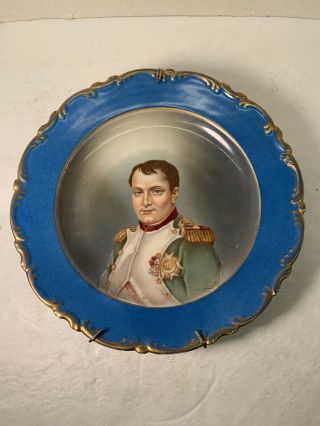 Vintage Antique Blue Napoleon Plate With Gold Rim - Signed