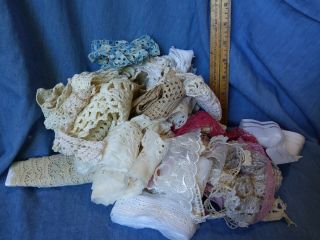 Antique,  Vintage Crocheted,  Eyelet,  Schiffli,  Lace Trims,  Dolls,  Craft Over 50 Yds