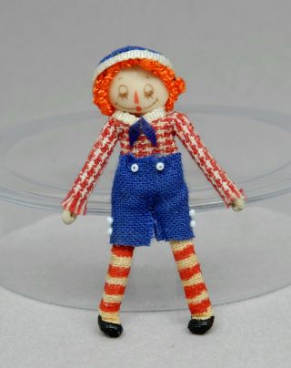 Vintage Artisan Raggedy Andy Toy Doll Dollhouse Miniature 1:12