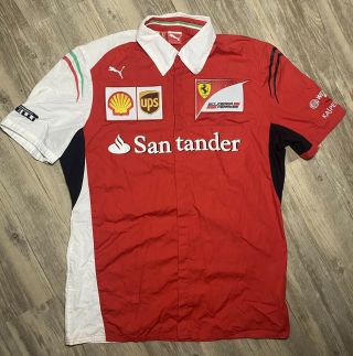 F1 Formula 1 Team Ferrari Shell Puma Red Shirt Size L Italy Santander Rare