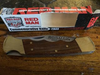Rare Red Man Chew 100 year anniversary 1904 - 2004 Lockback Folding Pocket Knife 2