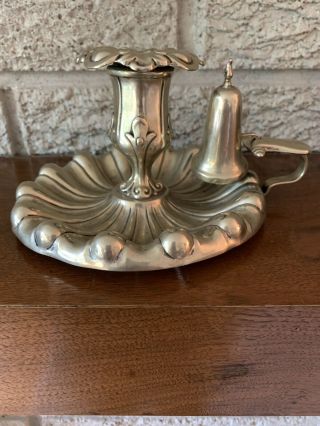 Antique 19th Century Silver Plate Candle Holder And Snuffer