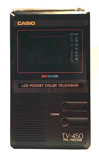 Vintage Casio Lcd Pocket Color Television Tv - 450 Pal / Secam Japan Rare