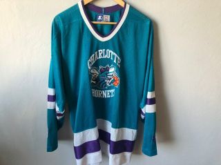 Charlotte Hornets Nba Rare Vintage Starter Hockey Jersey