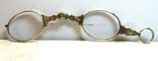 Antique Victorian 14ct Rolled Gold Pince Nez Folding Lorgnette Glasses No Scrap