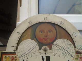 Rare antique William Francis grandfather clock face with moving moon face dial 2