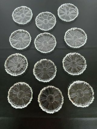 Set Of Pretty 12 Vintage / Antique Coasters Cut Glass Crystal 3.  75 " Round