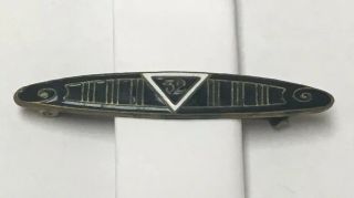 Antique Vtg Scottish Rite 32nd Degree Masonic Freemasonry Bar Pin Brooch G30
