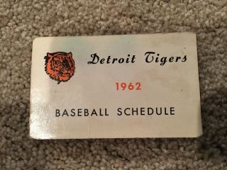 Detroit Tigers 1962 Baseball Schedule Rare
