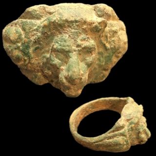 Ancient Roman Bronze Lion Ring - 200 - 400 Ad (4)
