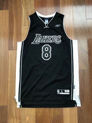Vintage Rare Reebok Kobe Bryant 8 La Lakers Black White Jersey Mens Size L