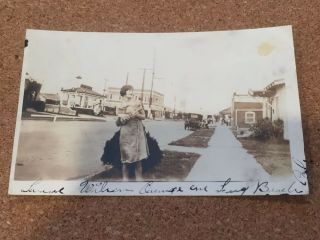 Orange Ave Long Beach Ca Street Scene Antique Photo 1930’s Girl Ukulele ?
