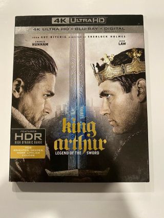 King Arthur (4k Ultra Hd,  Blu - Ray) No Digital - W/ Rare Slipcover