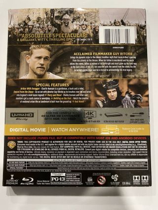 King Arthur (4K Ultra HD,  Blu - ray) No Digital - w/ RARE Slipcover 2