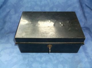Vintage Metal Deed Box With Key