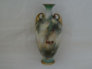 Antique Royal Worcester Porcelain Peacock Vase 3