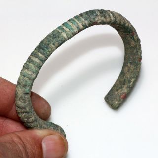 Circa 1500 - 1000 Bc Ancient Bactria Bronze Decorated Bangle (bracelet) - Intact