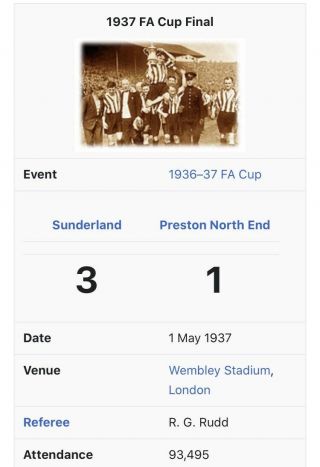 Very Rare FA Cup Final Ticket Wembley 1937 Sunderland V Preston North End 3