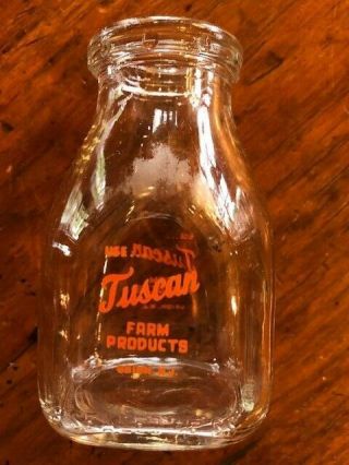 Vintage Antique Tuscan Farm Products Glass Milk Bottle Dairy Union,  N.  J.  4.  5 "