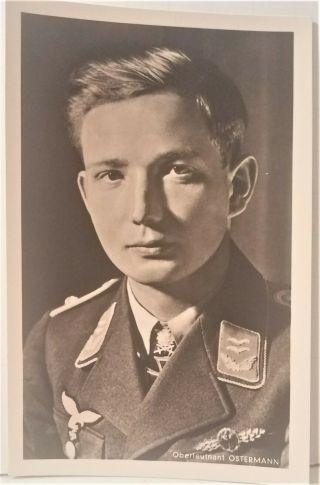 Wwii Postcard Of Hero German Soldier / Oberleutnant Ostermann / Rare Hoffmann Pc