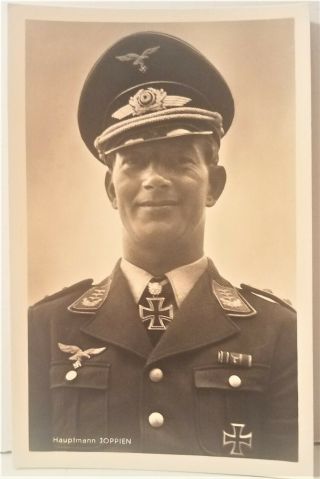 Wwii Postcard Of Hero German Soldier / Hauptmann Joppien / Rare Hoffmann Pc