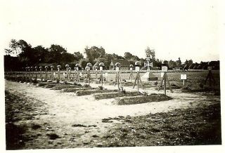 RARE Row of KIA Helmeted German Elite Waffen Soldier Graves; France 1940 2