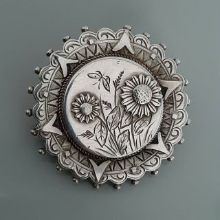 Antique Victorian Solid Silver Aesthetic Sweetheart Brooch Vintage Jewellery