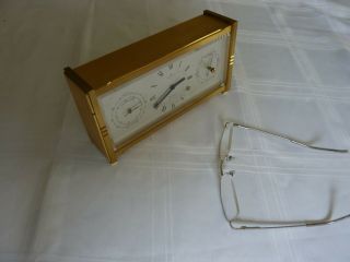 Vintage 70 ' s Hamilton Clock Barometer and Thermometer Solid Brass Case 18 x 10cm 2