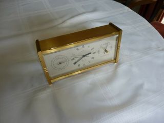 Vintage 70 ' s Hamilton Clock Barometer and Thermometer Solid Brass Case 18 x 10cm 3