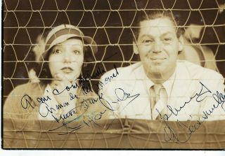 Actors Lupe Velez & Johnny Weismuller,  Rare Autographed Vintage Press Photo.  5x7