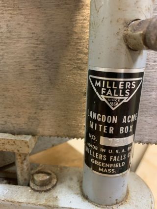 Rare Millers Falls Langdon AcMe Miter Box No 780,  Stanley Back Saw 4.  75”x23.  5”USA 2