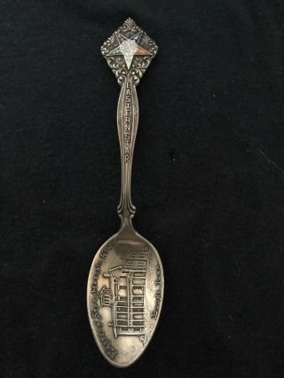 Antique Sterling Silver Enameled Spoon 313 Eastern Star Boone Iowa 19.  9 Grams