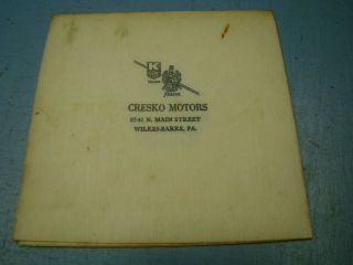 Rare Kaiser Frazer Shop Towel W/ Logo From Cresko Motors,  Wilkes - Barre Pa