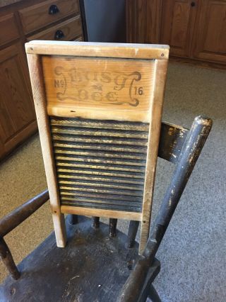Moprimitivepast Vintage Busy Bee Wood & Metal Small Wash Board 16 (18 " X 8.  5 ")