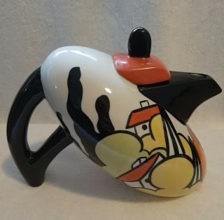 LORNA BAILEY TEAPOT IN RARE PORTHILL BANK PATTERN SIGNED BY DESIGNER SHOE SHAPED 3