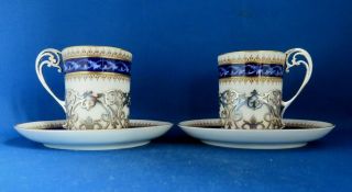 ANTIQUE ROYAL WORCESTER COFFEE CANS SILVER MOUNTS C1918 MAPPIN & WEBB 2