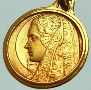 Antique Religious Art Pendant Blessed Mother Mary By Georges Contaux