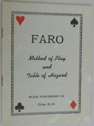 Old Faro Book Methods And Systems Of How To Play 1944 Very Rare