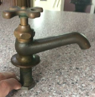 Vintage Brass And Iron Spigot Faucet Old Farm House Sink 1/2 " Salvage