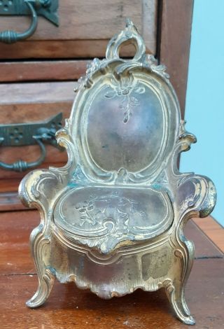 Lovely Antique Figural French Gilt Bronze Ormolu Trinket Jewellery Box Casket