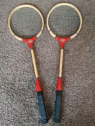 2 Vintage Blue Ribbon Badminton Racquets Rare Set (japan)