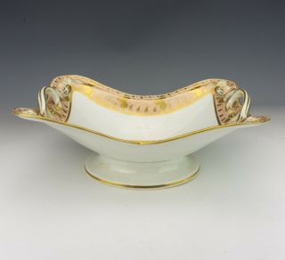 Antique Crown Derby Porcelain - Gilded Comport With Peach Glazed Borders