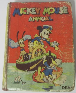Very Rare 1943 Mickey Mouse Annual Printed In Great Britain Dean & Son Ltd.