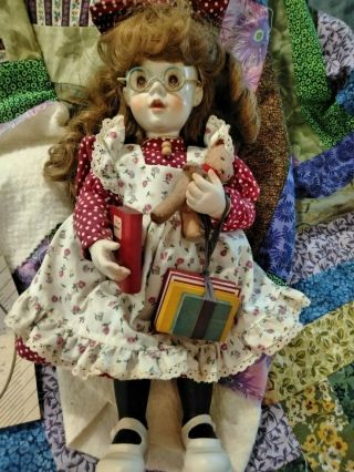 Vintage Anri Wooden Doll Sarah Kay Le “polly” W/books 660 Made In Italy Rare
