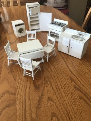 Vintage 9 Piece Wooden White Kitchen Set