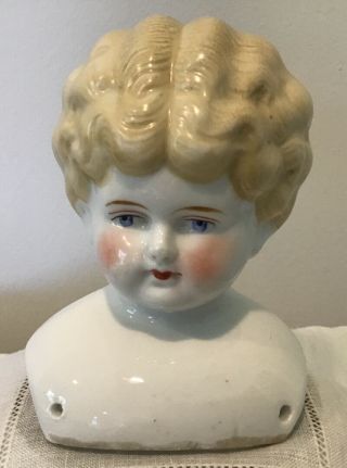 Antique Turned Head - Blue Eyed - Blonde China Shoulder Head