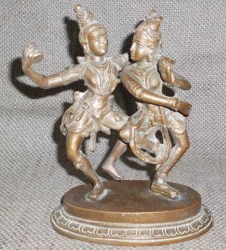 Shiva And Parvati Antique Bronze Statue,  Dancing Lord Shiva And Consort Hindu