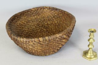 A Very Rare Late 18th C Rye Grass Basket In Great Untouched Patina And