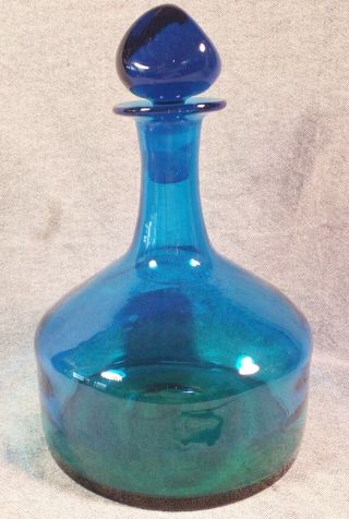 Very Rare Vintage Mid - Century Modern Blenko Glass 2 Color Decanter