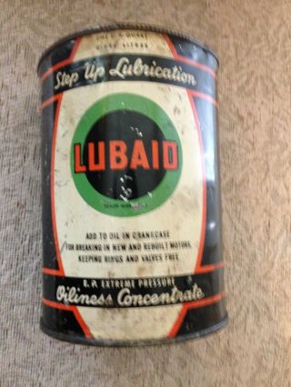 Vintage Rare And Lubaid Break In Oil 1 Quart All Metal Can